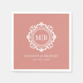 華美フローラモノグラ結婚ムのバラエレガント金ゴールド スタンダードカクテルナプキン (正面)