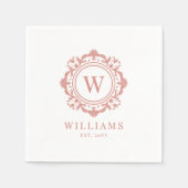 華美フローラモノグラ結婚ムのバラエレガント金ゴールド スタンダードカクテルナプキン (正面)