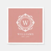 華美フローラモノグラ結婚ムのバラエレガント金ゴールド スタンダードカクテルナプキン (正面)