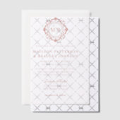 華美フローラモノグラ結婚ムのバラエレガント金ゴールド ベラム紙招待状 (オフセット (招待状))