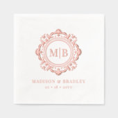 華美フローラモノグラ結婚ムのバラエレガント金ゴールド 箔ナプキン (正面)