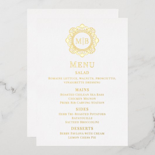華美フローラモノグラ結婚ムのメニュー 箔招待状 (正面/裏面)