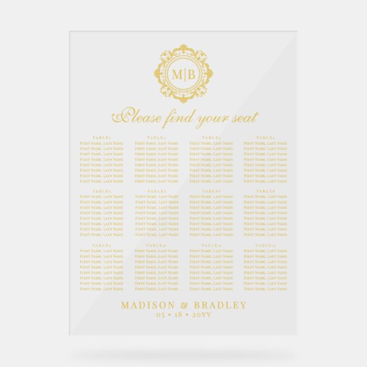 華美フローラモノグラ結婚ムの座席表 アクリルサイン (正面)