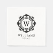 華美フローラモノグ結婚ラムエレガントブラック スタンダードカクテルナプキン (正面)