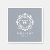 華美フローラモノグ結婚ラムエレガント銀 スタンダードカクテルナプキン (正面)