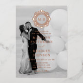 華美フローラモノグ結婚ラム写真エレガント 箔招待状 (正面)