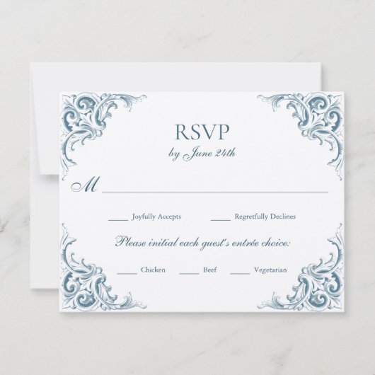 華美ブルーバロ縁どク食事の選択 出欠カード (正面)