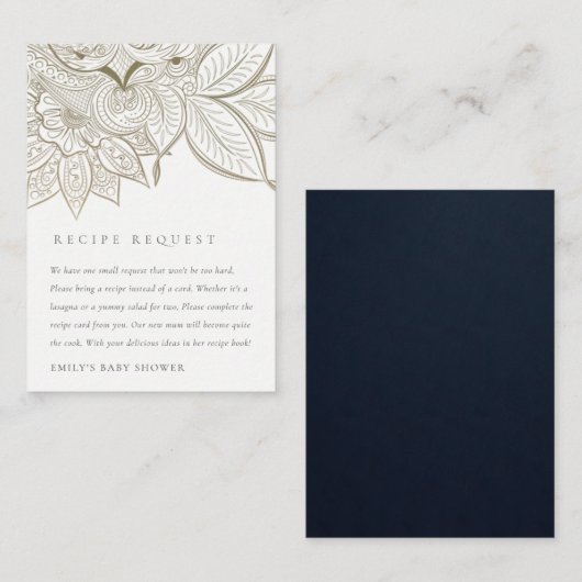 華美ペイズリーアイボリー金ゴールドムームがレシピ要求になる エンクロージャーカード (正面/裏面)