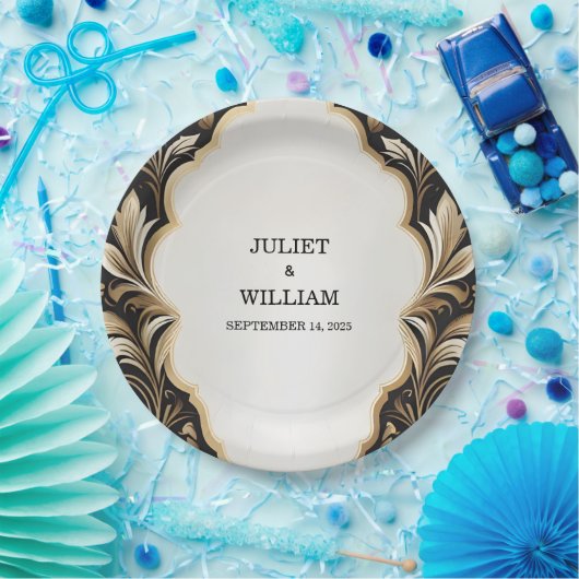 華美レトロアラビアエキゾチックはっきりしたダマスクウェディング ペーパープレート (パーティー)