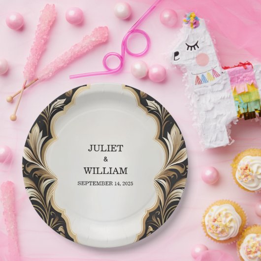 華美レトロアラビアエキゾチックはっきりしたダマスクウェディング ペーパープレート (パーティー)