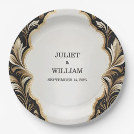 華美レトロアラビアエキゾチックはっきりしたダマスクウェディング ペーパープレート
