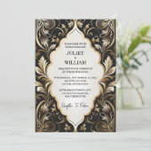 華美レトロアラビアエキゾチックはっきりしたダマスクウェディング 招待状 (スタンド正面)