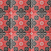 華美レースのようエレガントモザイク赤黒白 タイル