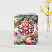 華美ヴィンテージオーナメント写真&レシピクリスマス カード (黄色い花)