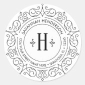 華美ヴィンテージスワーズ円形差出人住所ラベル ラウンドシール (正面)