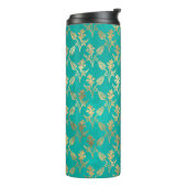 華美ヴィンテージターコイズと金ゴールドの葉 タンブラー (回転左)