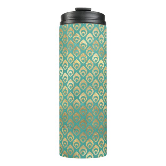 華美ヴィンテージターコイズと金ゴールド孔雀 タンブラー (正面)