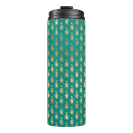 華美ヴィンテージティール(緑がかった色)と金ゴールド孔雀 タンブラー