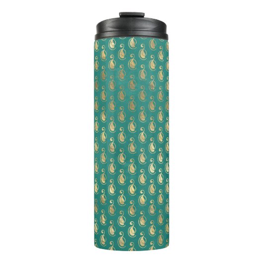 華美ヴィンテージティール(緑がかった色)と金ゴールド孔雀 タンブラー (正面)