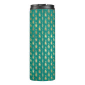 華美ヴィンテージティール(緑がかった色)と金ゴールド孔雀 タンブラー (裏面)