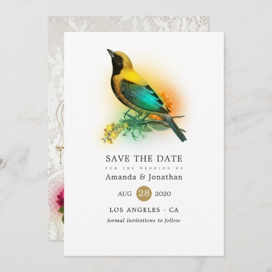 華美ヴィンテージバードケ結婚ージレース セーブザデート (正面/裏面)