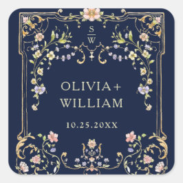 華美ヴィンテージフレームボヘミ結婚アの花 スクエアシール