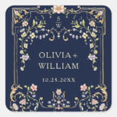 華美ヴィンテージフレームボヘミ結婚アの花 スクエアシール (正面)