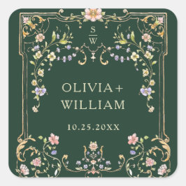 華美ヴィンテージフレームボヘミ結婚アの花 スクエアシール