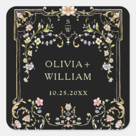 華美ヴィンテージフレームボヘミ結婚アの花 スクエアシール