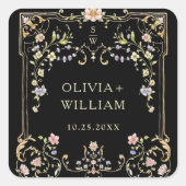 華美ヴィンテージフレームボヘミ結婚アの花 スクエアシール (正面)