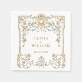 華美ヴィンテージフレームボヘミ結婚アの花 スタンダードカクテルナプキン (正面)