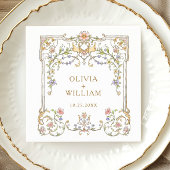 華美ヴィンテージフレームボヘミ結婚アの花 スタンダードカクテルナプキン