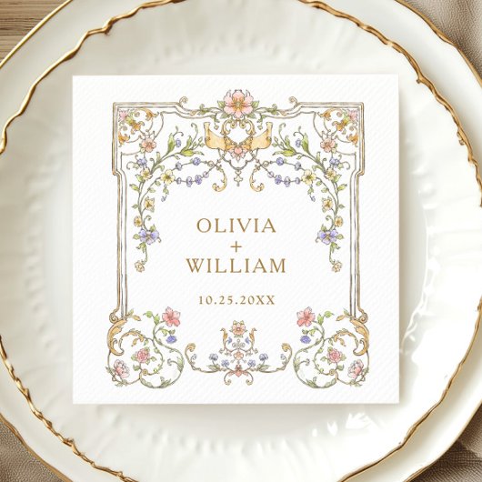 華美ヴィンテージフレームボヘミ結婚アの花 スタンダードカクテルナプキン