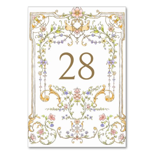 華美ヴィンテージフレームボヘミ結婚アの花 テーブルナンバー (正面)