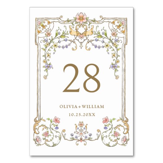 華美ヴィンテージフレームボヘミ結婚アの花 テーブルナンバー (正面)