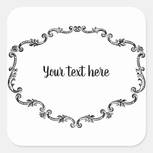 華美ヴィンテージフレーム追加文字 スクエアシール (正面)