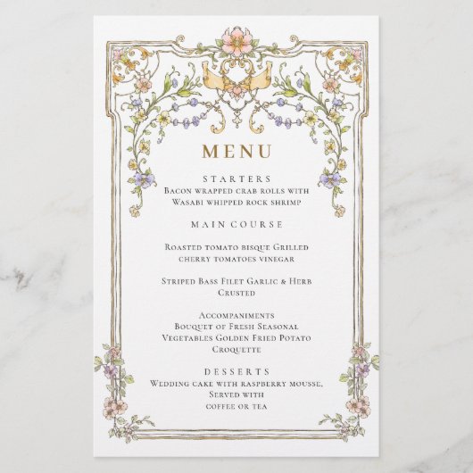 華美ヴィンテージフレームBohoの結婚ディナーメニュー (正面)
