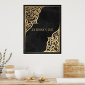 華美ヴィンテージブラックと金ゴールド ポスター (キッチン)