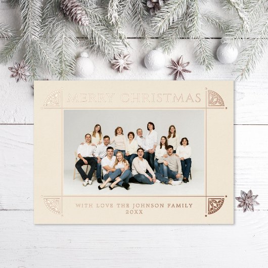 華美ヴィンテージモチーフクリスマスフォトアイボリー 箔シーズンカード