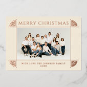 華美ヴィンテージモチーフクリスマスフォトアイボリー 箔シーズンカード (正面)