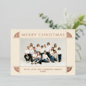 華美ヴィンテージモチーフクリスマスフォトアイボリー 箔シーズンカード (立ち正面)
