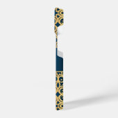 華美ヴィンテージ光沢金ゴールド及び青色の宝石を施したカスタム iPhoneケース (左側面)