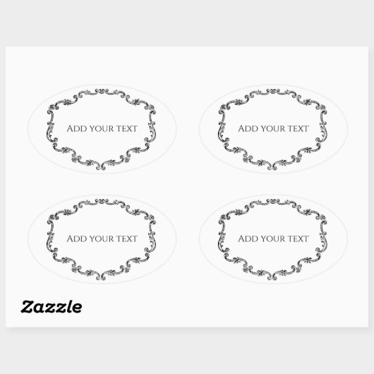 華美ヴィンテージ枠のテキストの追加 楕円形シール