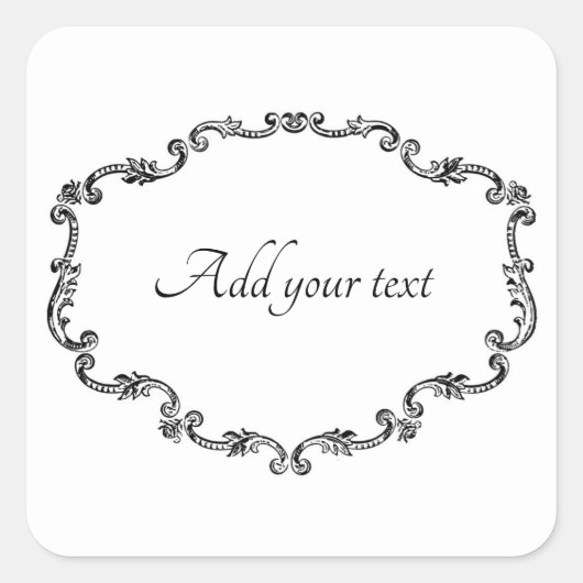 華美ヴィンテージ枠テキスト四角ステッカーの追加 スクエアシール (正面)