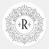 華美ヴィンテージ渦巻き差出人住所 ラウンドシール (正面)