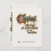 華美ヴィンテージ飾りクリスマス挨拶 ポストカード (正面/裏面)