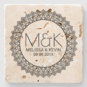 華美円フレーム結婚の文字テンプレート ストーンコースター (正面)