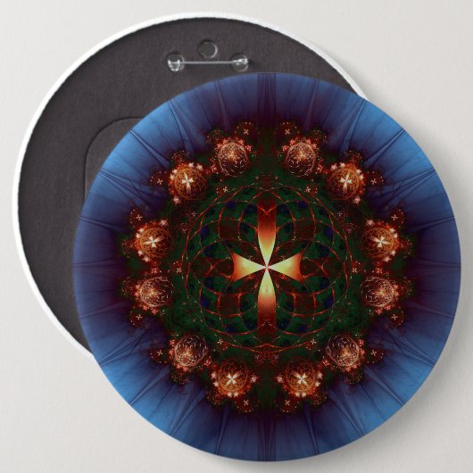 華美十字曼荼羅 缶バッジ (正面&裏面)