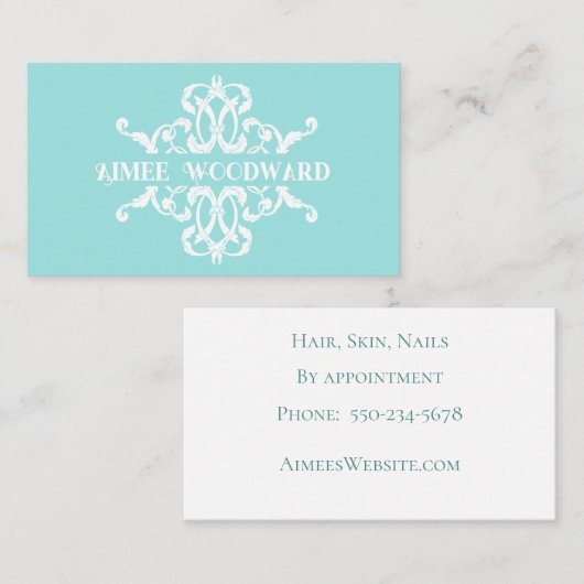 華美名刺のターコイズ枠 名刺 (正面/裏面)