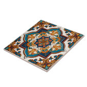 華美地中海のティール(緑がかった色) タイル (側面)